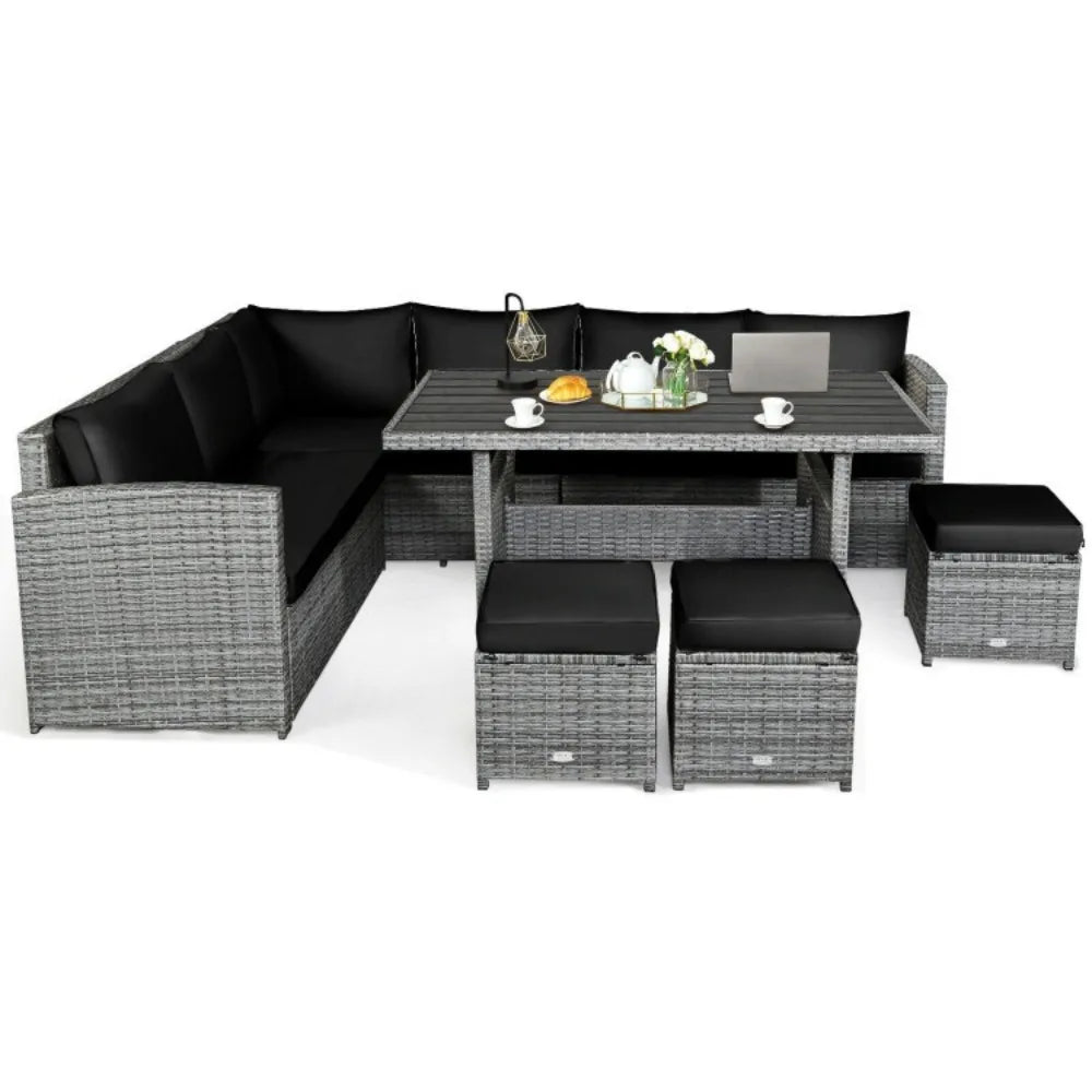 7PCS Patio Outdoor Garden Sectional Furniture Rattan
