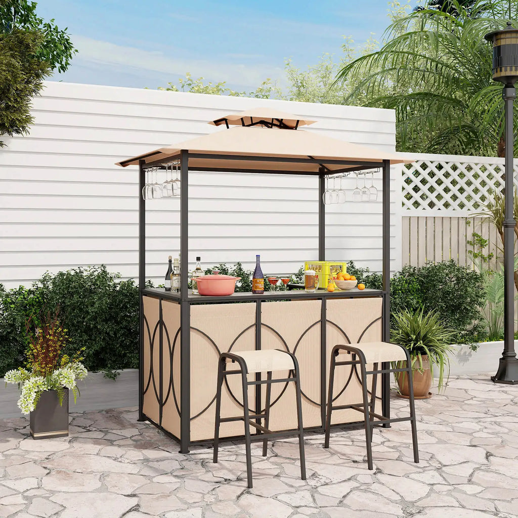 3 PCS Patio Bar Set with Tempered