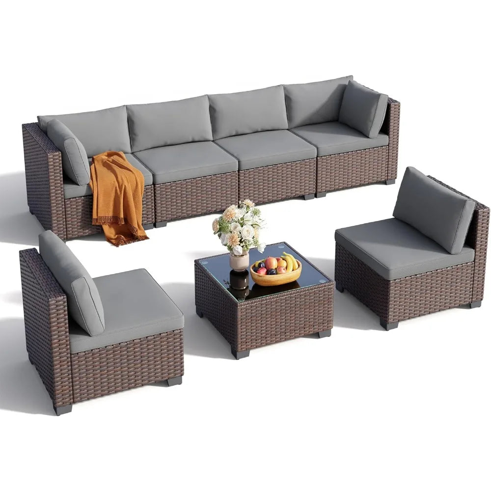 7 Pieces Outdoor Patio Furniture Set, PE