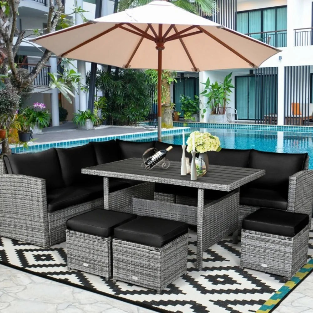 7PCS Patio Outdoor Garden Sectional Furniture Rattan