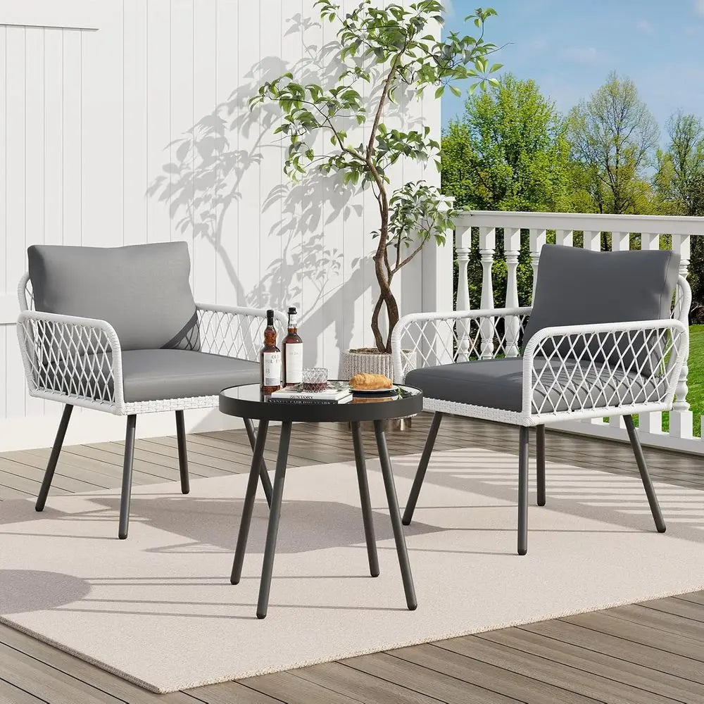 All-Weather 3-Piece Patio Set with Cushions, Wicker
